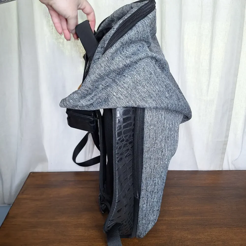 Cote&Ciel Nile Basalt Eco Yarn Backpack | Manganite Gray black travel bag large